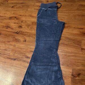 Aerie Navy Blue Velour Flare Pants